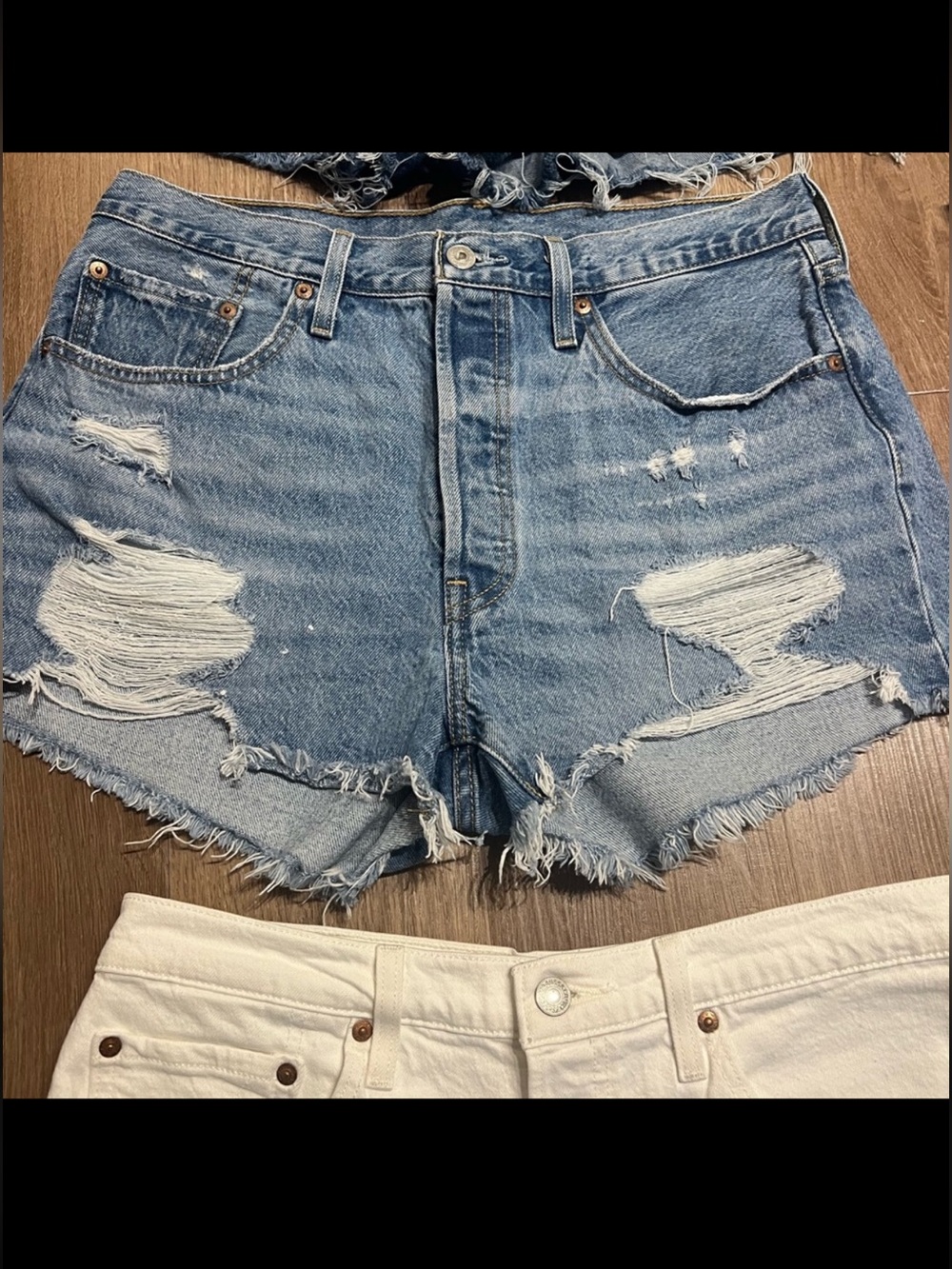 Levi's Distressed Light Blue Denim Cutoff Shorts Size 31